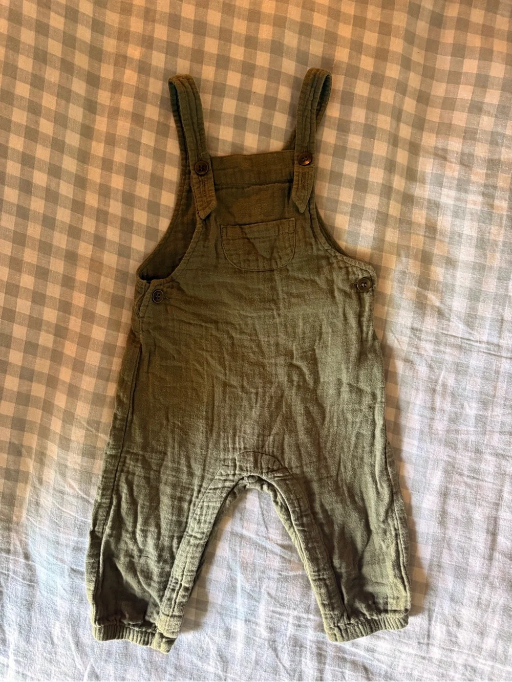 Rylee + Cru | Olive Green Gauze Baby Overalls